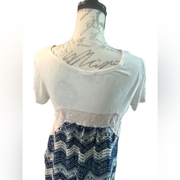 American Dream Medium Cream and Blue Hi Low Top - Picture 11 of 11